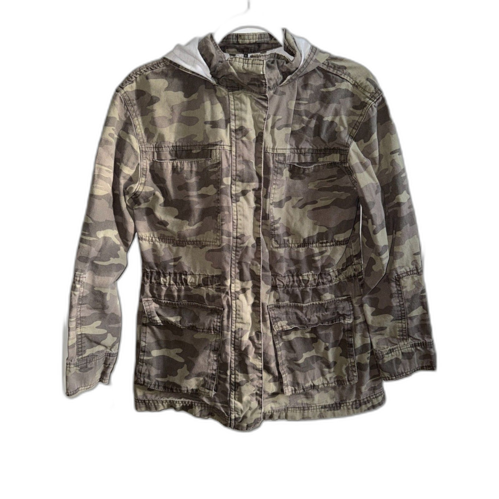 Universal Thread Camo Anorak Utility Jacket Hooded Cotton Green Camouflage S